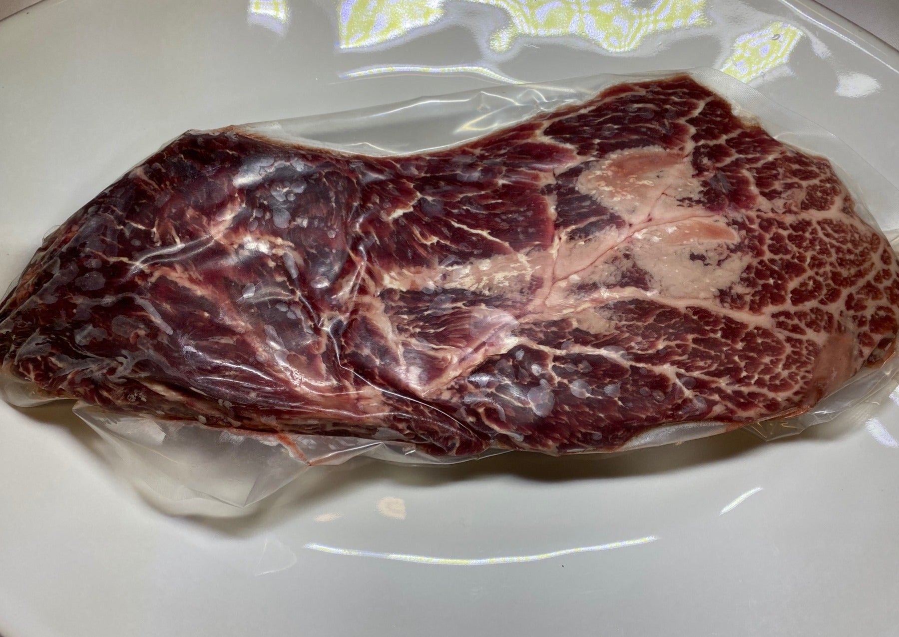 wagyu flat iron steak on plate