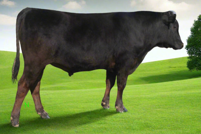 side profile of a registered black wagyu bull who has semen for sale online